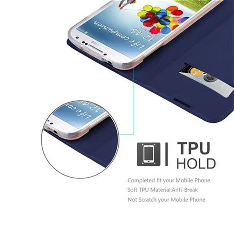 Cadorabo Hülle kompatibel mit Samsung Galaxy S4 Schutzhülle mit Magnetverschluss, Standfunktion und Kartenfach