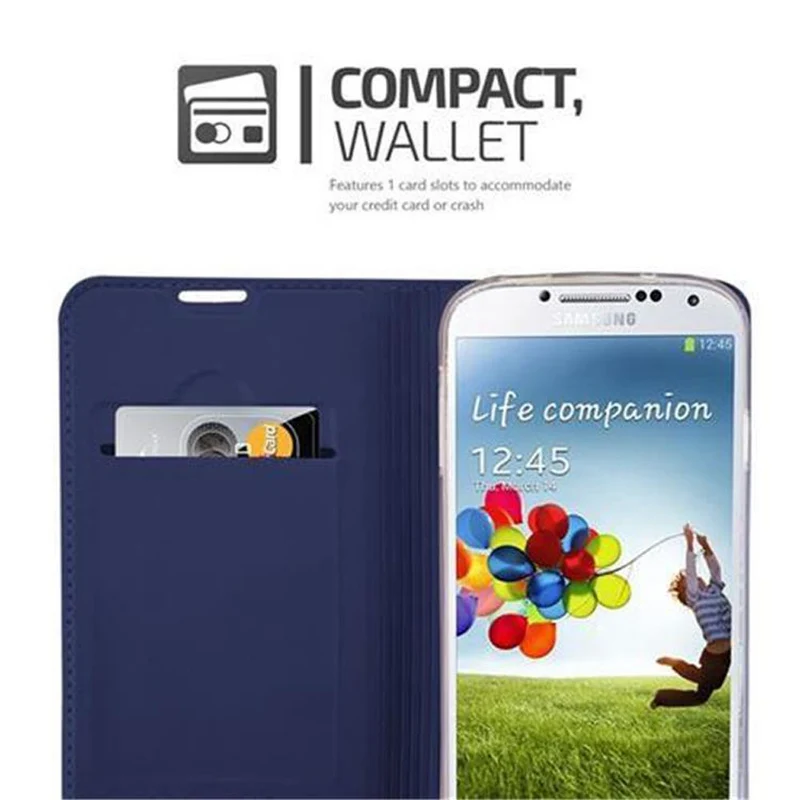 Cadorabo Hülle kompatibel mit Samsung Galaxy S4 Schutzhülle mit Magnetverschluss, Standfunktion und Kartenfach