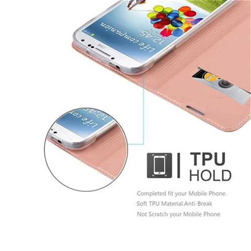 Cadorabo Hülle kompatibel mit Samsung Galaxy S4 Schutzhülle mit Magnetverschluss, Standfunktion und Kartenfach