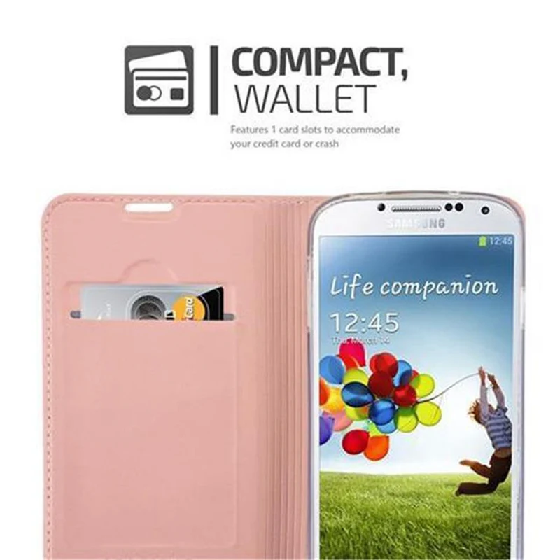 Cadorabo Hülle kompatibel mit Samsung Galaxy S4 Schutzhülle mit Magnetverschluss, Standfunktion und Kartenfach