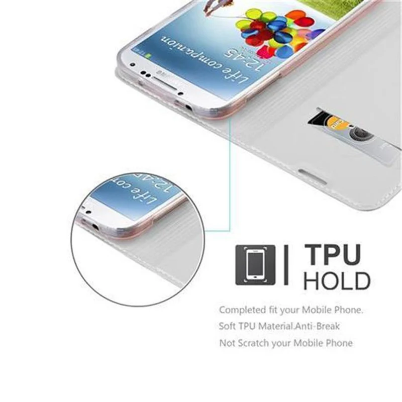 Cadorabo Hülle kompatibel mit Samsung Galaxy S4 Schutzhülle mit Magnetverschluss, Standfunktion und Kartenfach