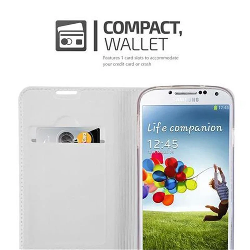 Cadorabo Hülle kompatibel mit Samsung Galaxy S4 Schutzhülle mit Magnetverschluss, Standfunktion und Kartenfach