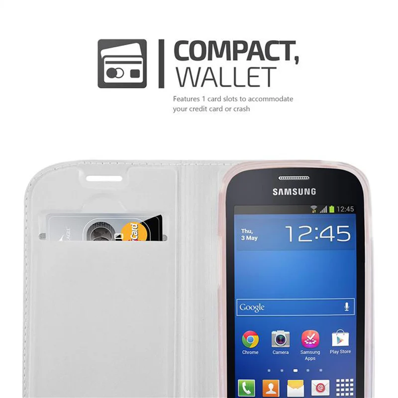 Cadorabo Hülle kompatibel mit Samsung Galaxy S3 MINI Schutzhülle mit Magnetverschluss, Standfunktion und Kartenfach