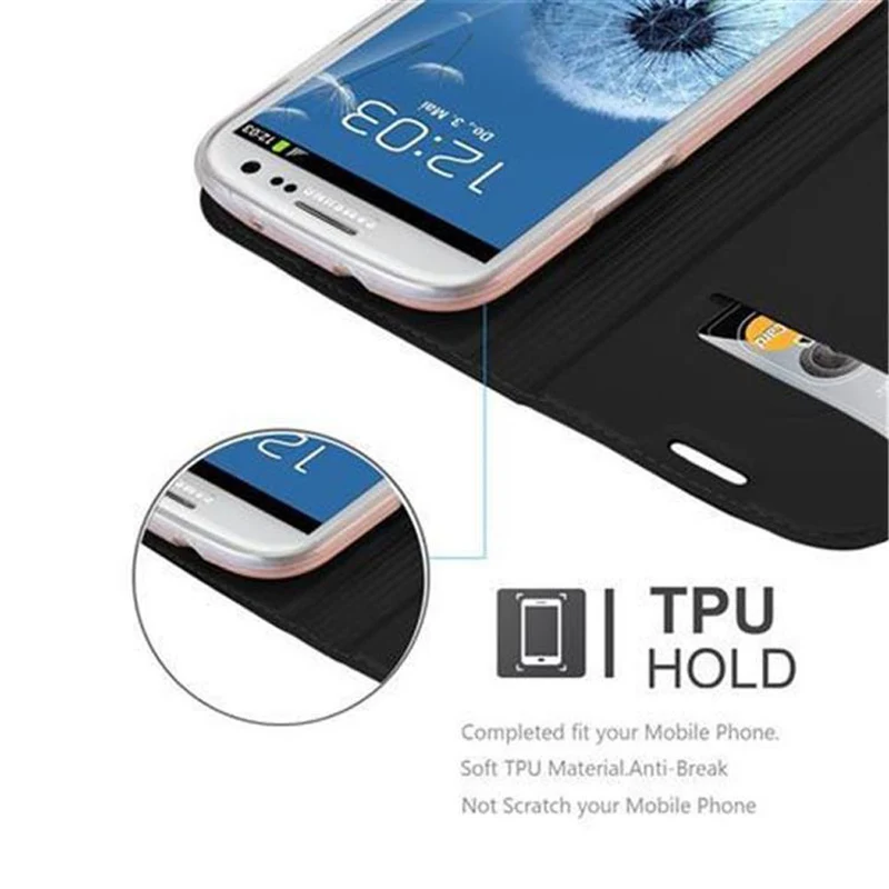 Cadorabo Hülle kompatibel mit Samsung Galaxy S3 / S3 NEO Schutzhülle mit Magnetverschluss, Standfunktion und Kartenfach