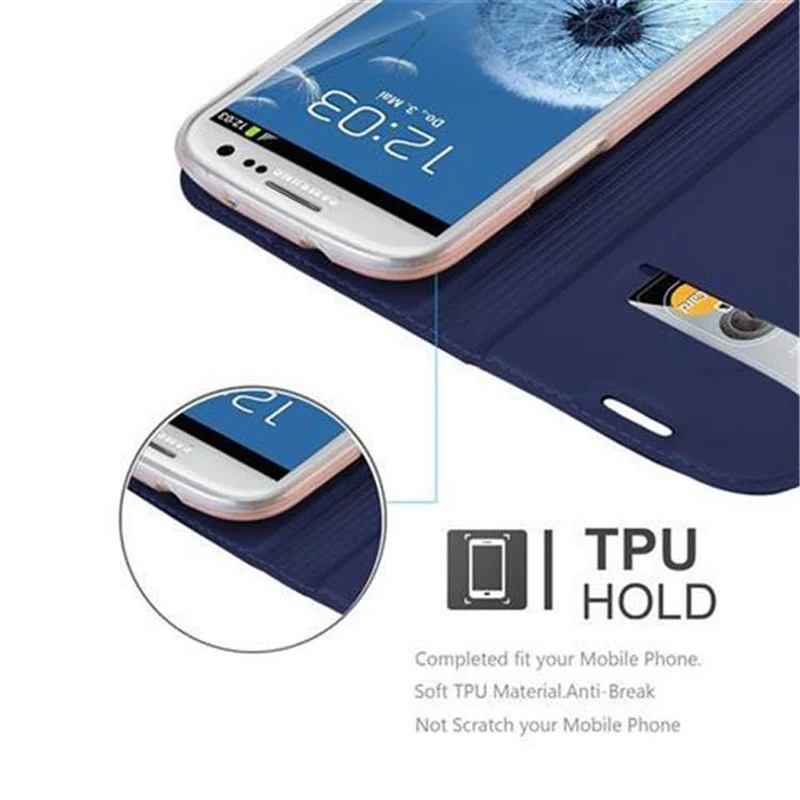 Cadorabo Hülle kompatibel mit Samsung Galaxy S3 / S3 NEO Schutzhülle mit Magnetverschluss, Standfunktion und Kartenfach