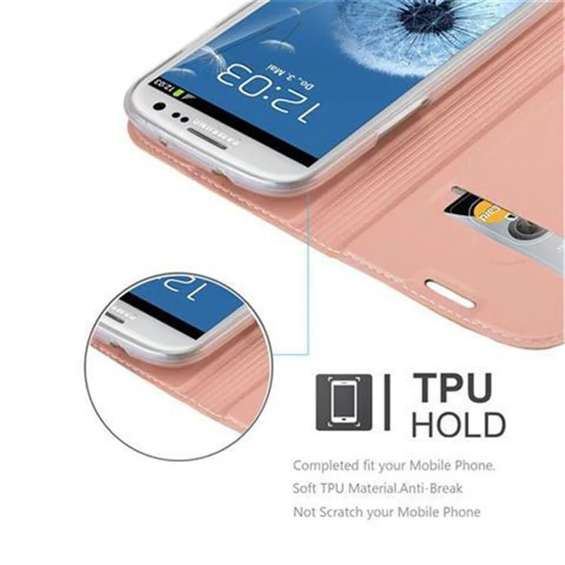 Cadorabo Hülle kompatibel mit Samsung Galaxy S3 / S3 NEO Schutzhülle mit Magnetverschluss, Standfunktion und Kartenfach