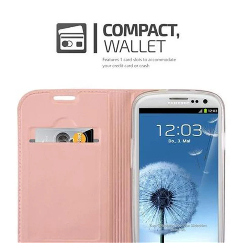 Cadorabo Hülle kompatibel mit Samsung Galaxy S3 / S3 NEO Schutzhülle mit Magnetverschluss, Standfunktion und Kartenfach