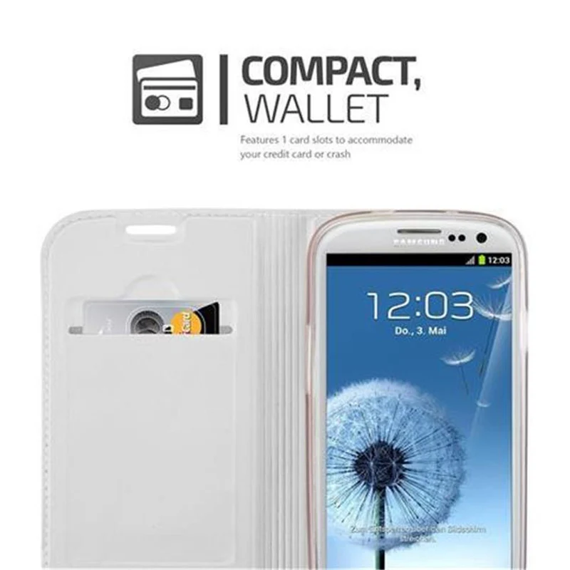 Cadorabo Hülle kompatibel mit Samsung Galaxy S3 / S3 NEO Schutzhülle mit Magnetverschluss, Standfunktion und Kartenfach