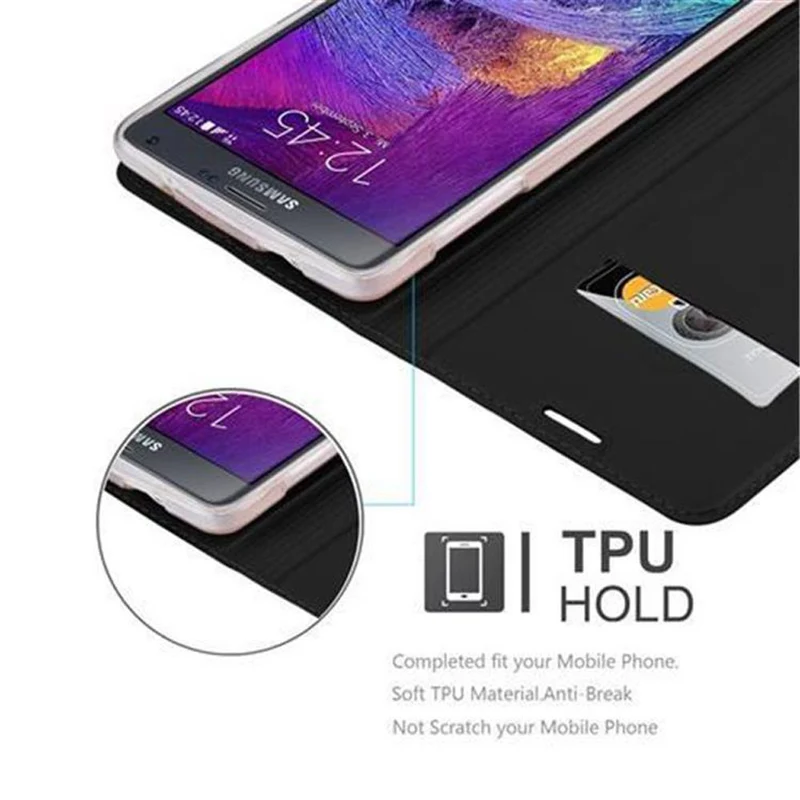 Cadorabo Hülle kompatibel mit Samsung Galaxy NOTE 4 Schutzhülle mit Magnetverschluss, Standfunktion und Kartenfach