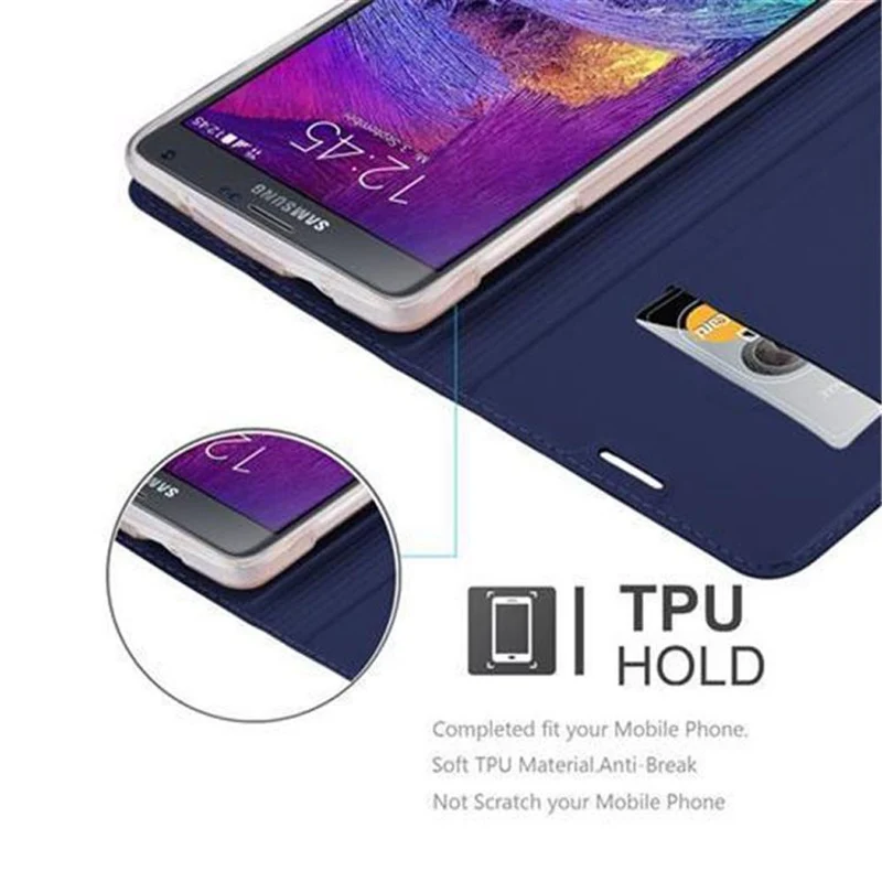 Cadorabo Hülle kompatibel mit Samsung Galaxy NOTE 4 Schutzhülle mit Magnetverschluss, Standfunktion und Kartenfach