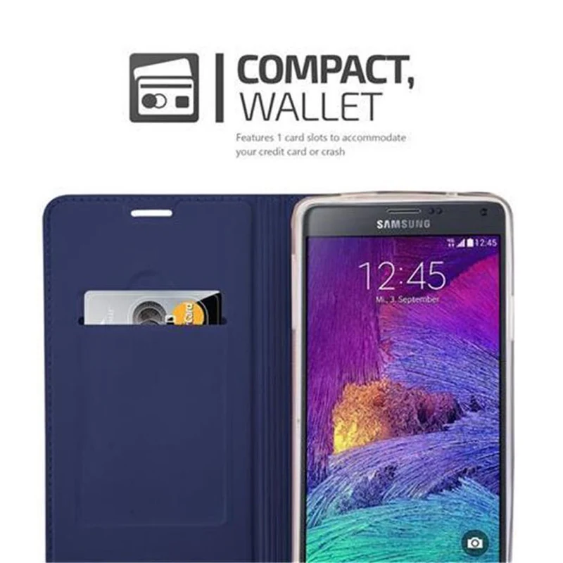Cadorabo Hülle kompatibel mit Samsung Galaxy NOTE 4 Schutzhülle mit Magnetverschluss, Standfunktion und Kartenfach