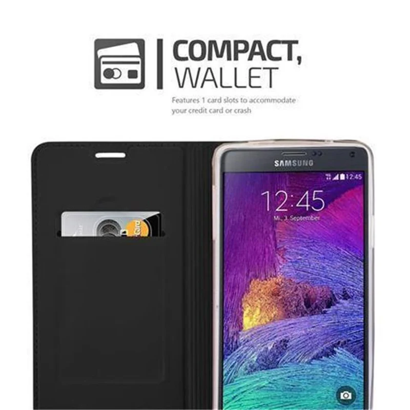 Cadorabo Hülle kompatibel mit Samsung Galaxy NOTE 4 Schutzhülle mit Magnetverschluss, Standfunktion und Kartenfach