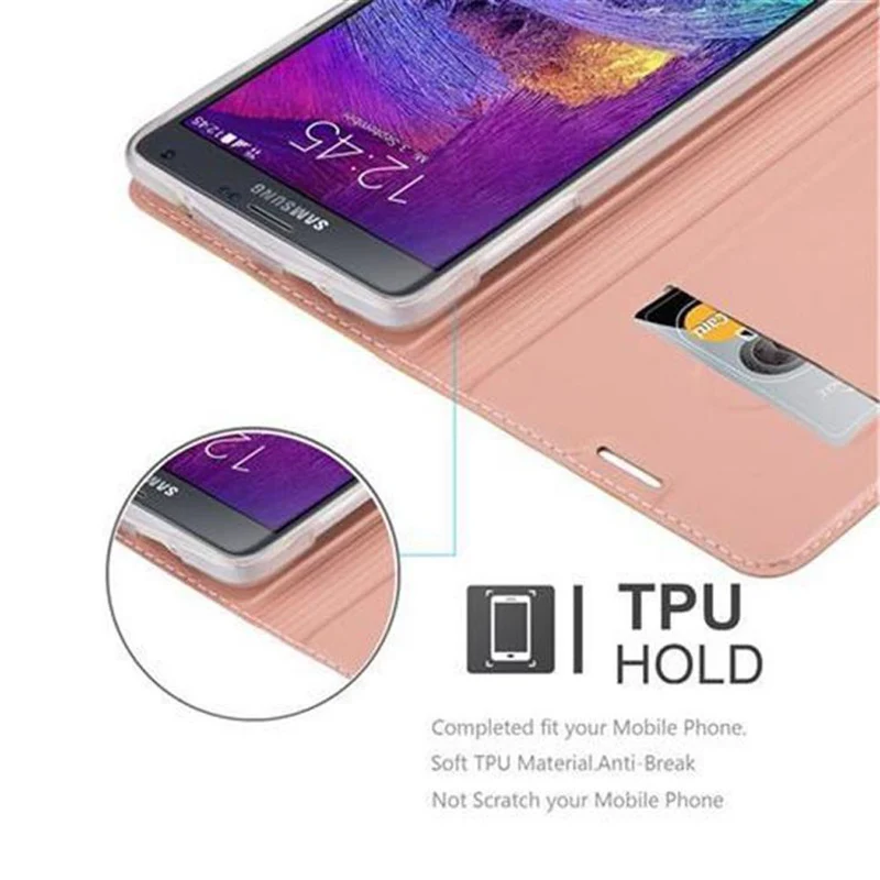 Cadorabo Hülle kompatibel mit Samsung Galaxy NOTE 4 Schutzhülle mit Magnetverschluss, Standfunktion und Kartenfach