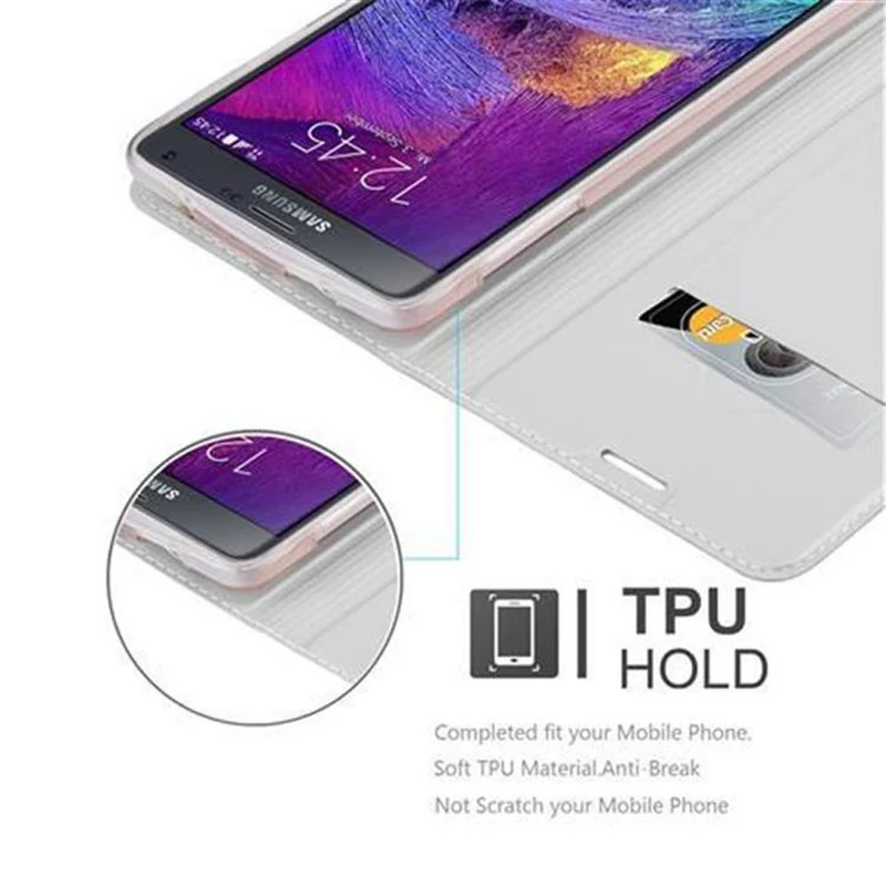 Cadorabo Hülle kompatibel mit Samsung Galaxy NOTE 4 Schutzhülle mit Magnetverschluss, Standfunktion und Kartenfach