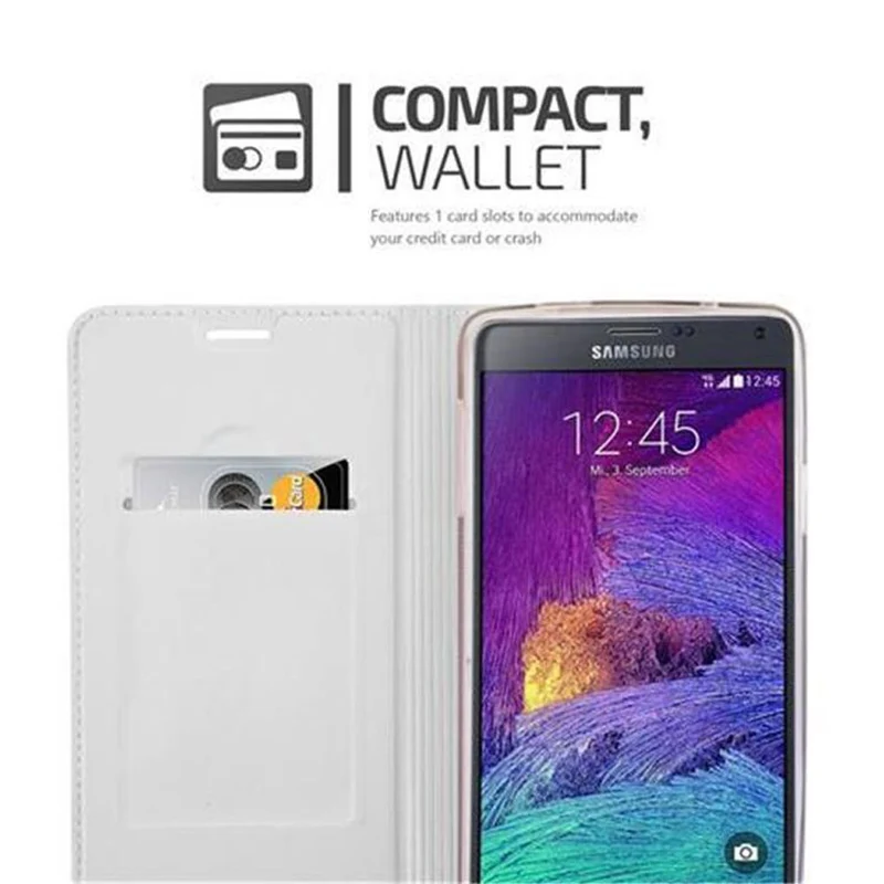 Cadorabo Hülle kompatibel mit Samsung Galaxy NOTE 4 Schutzhülle mit Magnetverschluss, Standfunktion und Kartenfach