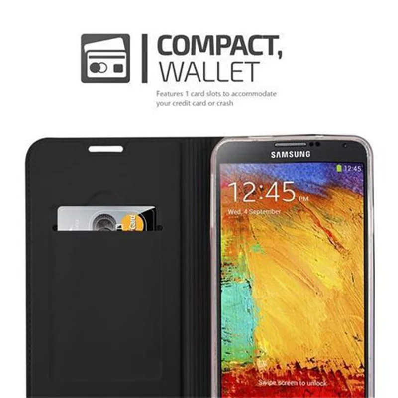 Cadorabo Hülle kompatibel mit Samsung Galaxy NOTE 3 Schutzhülle mit Magnetverschluss, Standfunktion und Kartenfach