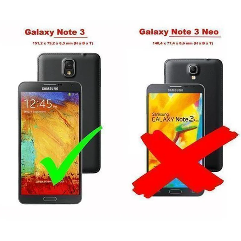 Cadorabo Hülle kompatibel mit Samsung Galaxy NOTE 3 Schutzhülle mit Magnetverschluss, Standfunktion und Kartenfach