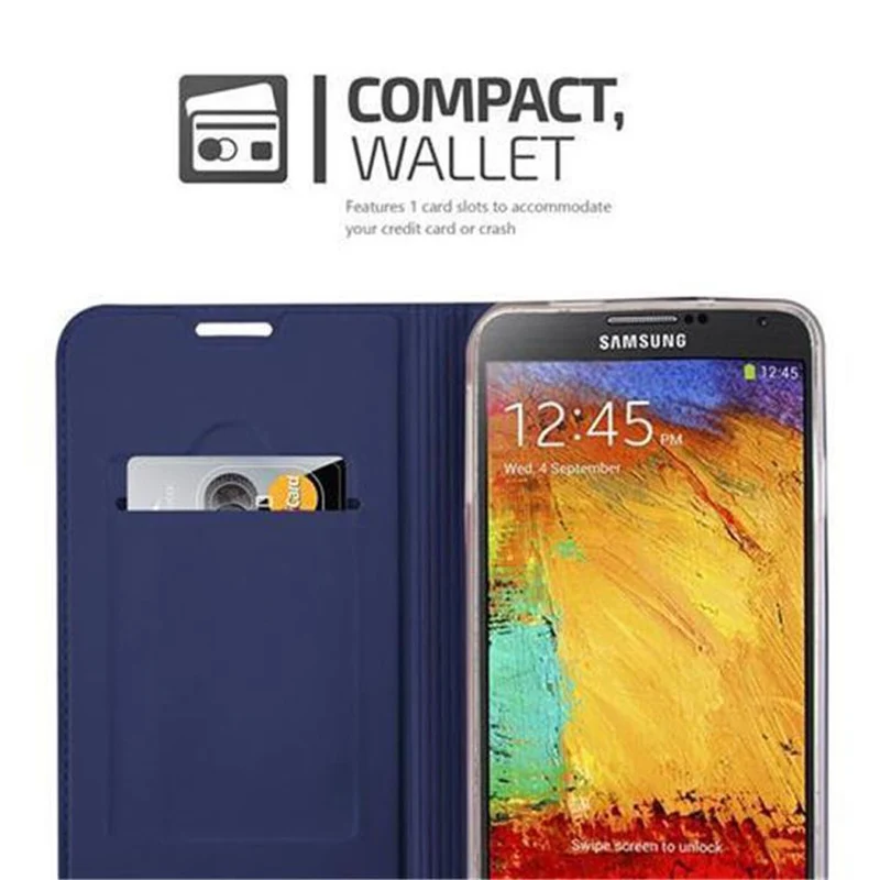 Cadorabo Hülle kompatibel mit Samsung Galaxy NOTE 3 Schutzhülle mit Magnetverschluss, Standfunktion und Kartenfach