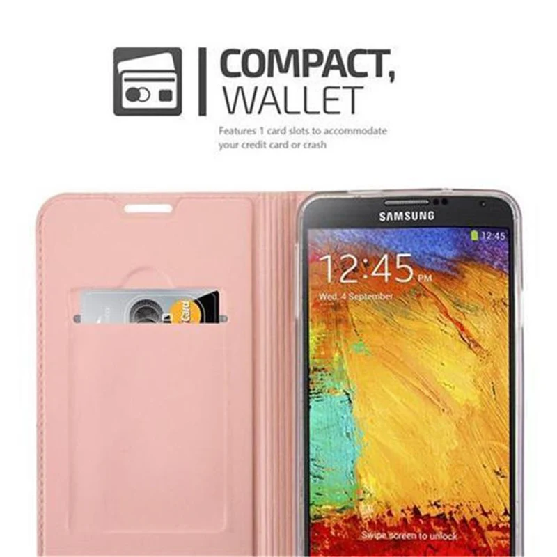 Cadorabo Hülle kompatibel mit Samsung Galaxy NOTE 3 Schutzhülle mit Magnetverschluss, Standfunktion und Kartenfach