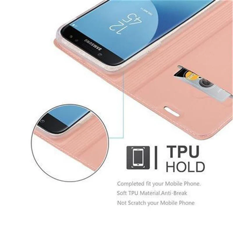 Cadorabo Hülle kompatibel mit Samsung Galaxy J7 2017 / J7 PRO Schutzhülle mit Magnetverschluss, Standfunktion und Kartenfach