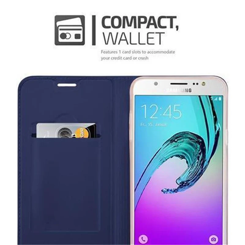 Cadorabo Hülle kompatibel mit Samsung Galaxy J7 2016 Schutzhülle mit Magnetverschluss, Standfunktion und Kartenfach