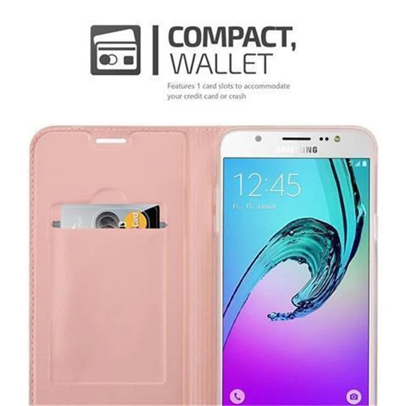 Cadorabo Hülle kompatibel mit Samsung Galaxy J7 2016 Schutzhülle mit Magnetverschluss, Standfunktion und Kartenfach