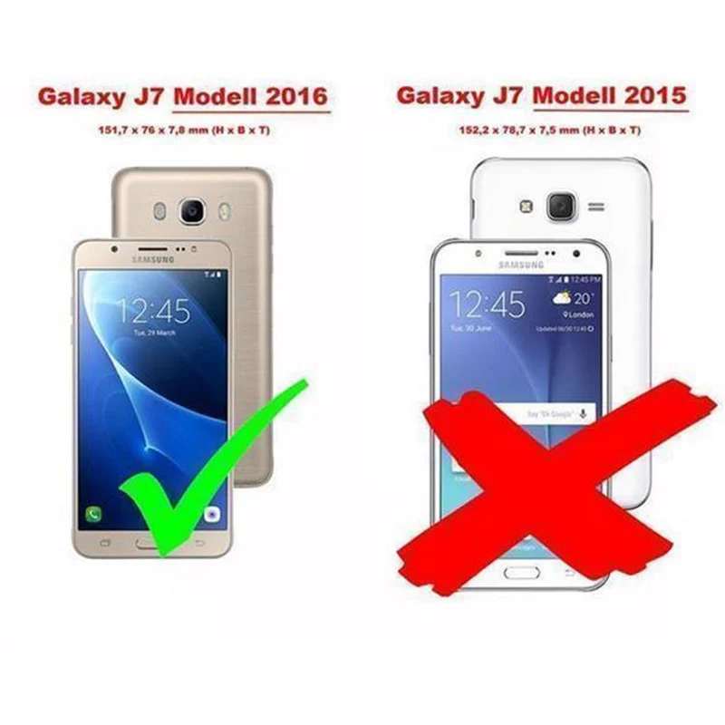Cadorabo Hülle kompatibel mit Samsung Galaxy J7 2016 Schutzhülle mit Magnetverschluss, Standfunktion und Kartenfach