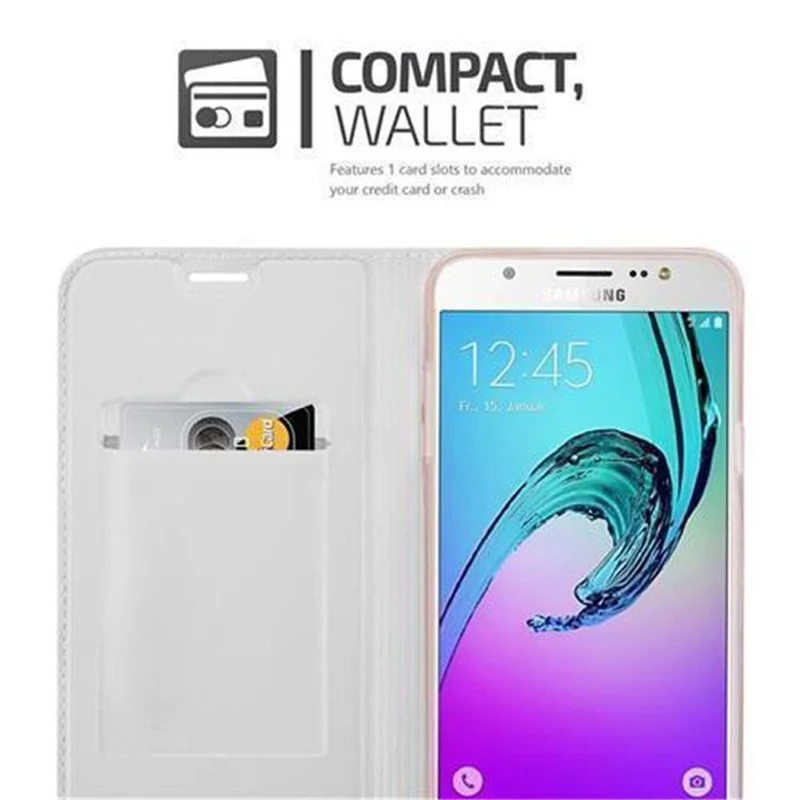 Cadorabo Hülle kompatibel mit Samsung Galaxy J7 2016 Schutzhülle mit Magnetverschluss, Standfunktion und Kartenfach