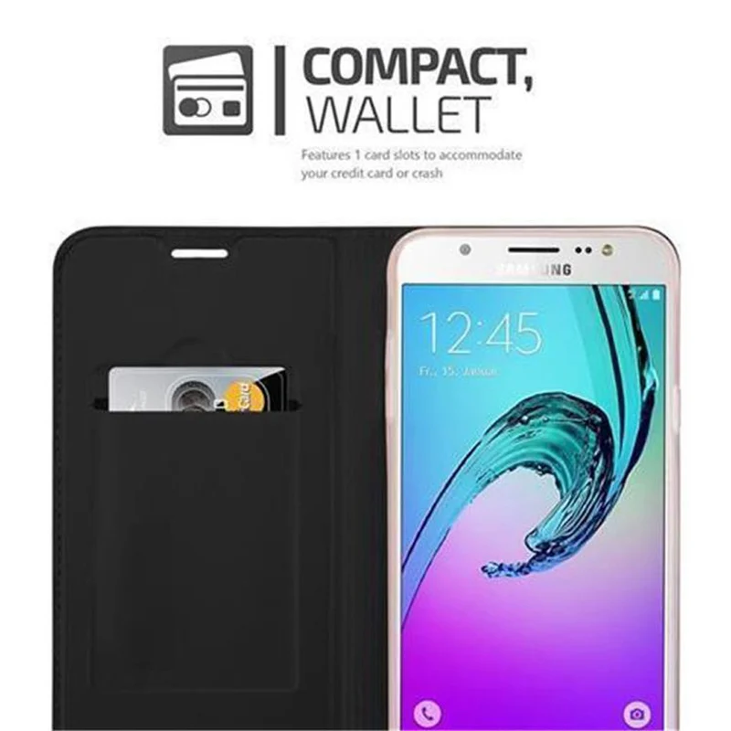 Cadorabo Hülle kompatibel mit Samsung Galaxy J5 2016 Schutzhülle mit Magnetverschluss, Standfunktion und Kartenfach