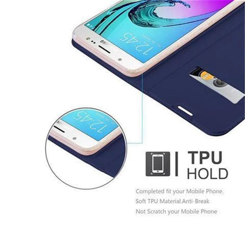 Cadorabo Hülle kompatibel mit Samsung Galaxy J5 2016 Schutzhülle mit Magnetverschluss, Standfunktion und Kartenfach