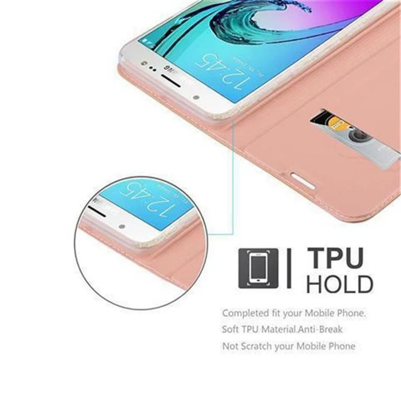 Cadorabo Hülle kompatibel mit Samsung Galaxy J5 2016 Schutzhülle mit Magnetverschluss, Standfunktion und Kartenfach