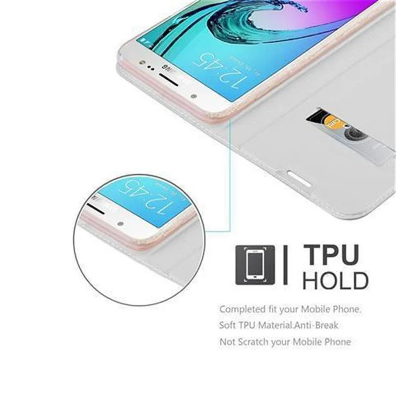 Cadorabo Hülle kompatibel mit Samsung Galaxy J5 2016 Schutzhülle mit Magnetverschluss, Standfunktion und Kartenfach
