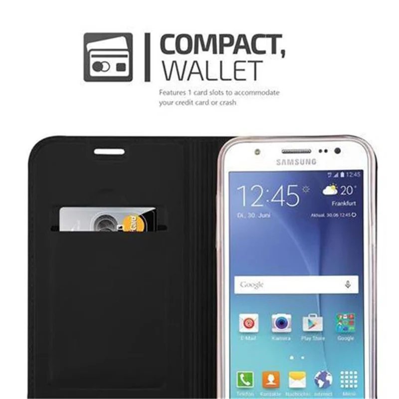 Cadorabo Hülle kompatibel mit Samsung Galaxy J5 2015 Schutzhülle mit Magnetverschluss, Standfunktion und Kartenfach