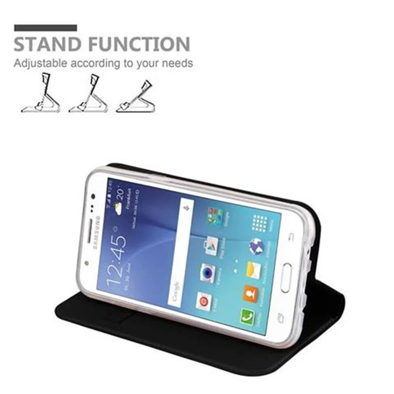 Cadorabo Hülle kompatibel mit Samsung Galaxy J5 2015 Schutzhülle mit Magnetverschluss, Standfunktion und Kartenfach