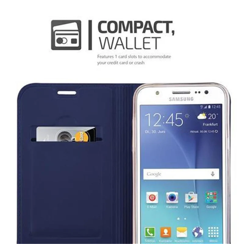 Cadorabo Hülle kompatibel mit Samsung Galaxy J5 2015 Schutzhülle mit Magnetverschluss, Standfunktion und Kartenfach