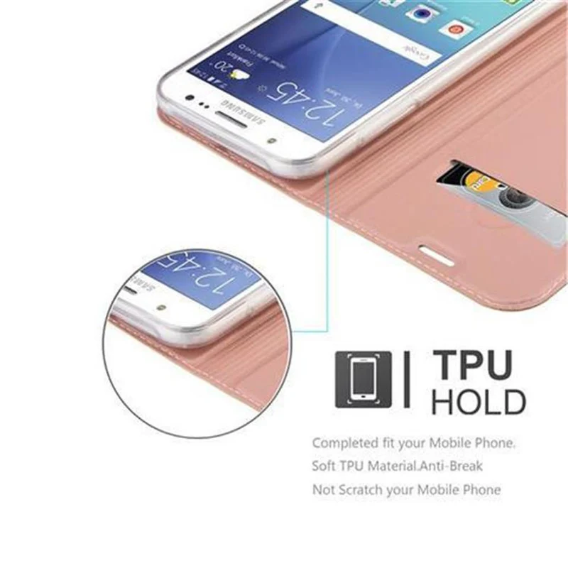 Cadorabo Hülle kompatibel mit Samsung Galaxy J5 2015 Schutzhülle mit Magnetverschluss, Standfunktion und Kartenfach