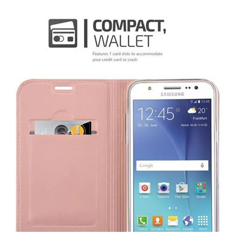 Cadorabo Hülle kompatibel mit Samsung Galaxy J5 2015 Schutzhülle mit Magnetverschluss, Standfunktion und Kartenfach