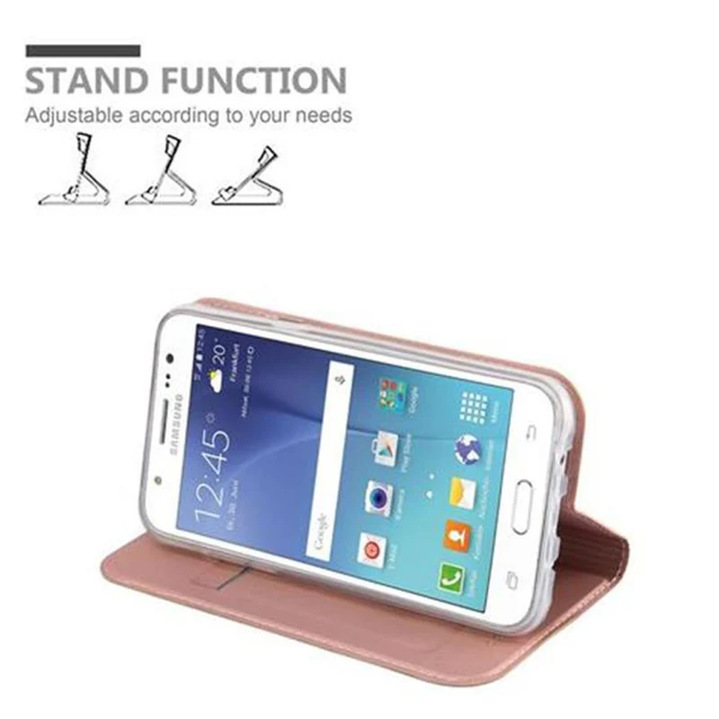 Cadorabo Hülle kompatibel mit Samsung Galaxy J5 2015 Schutzhülle mit Magnetverschluss, Standfunktion und Kartenfach