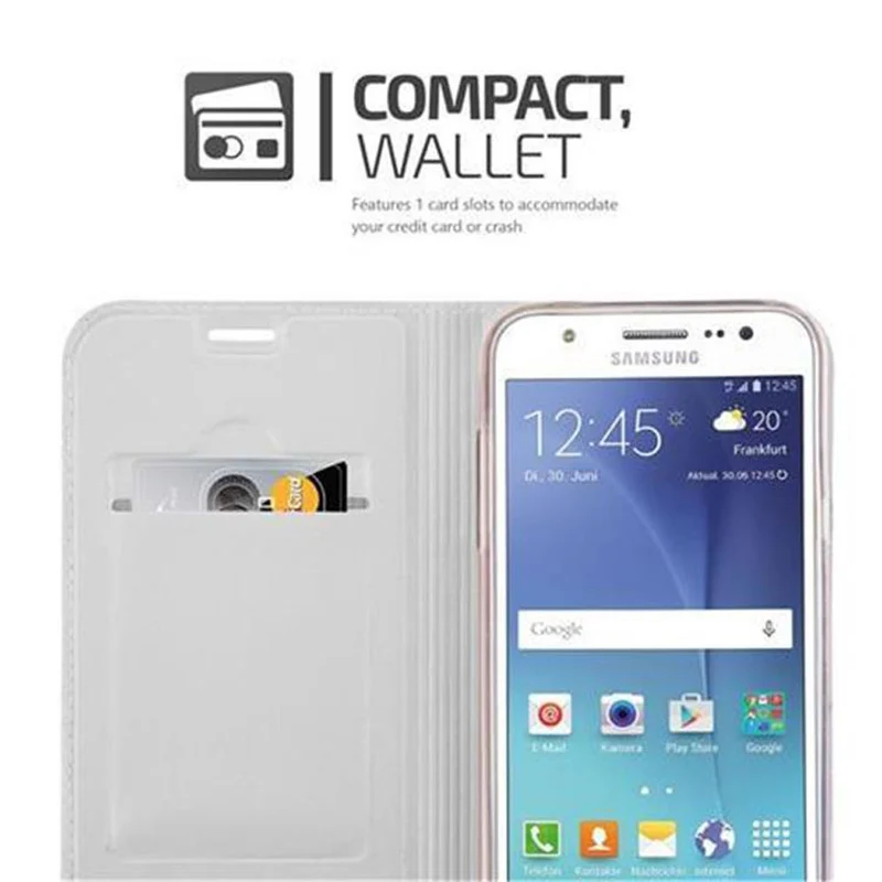 Cadorabo Hülle kompatibel mit Samsung Galaxy J5 2015 Schutzhülle mit Magnetverschluss, Standfunktion und Kartenfach