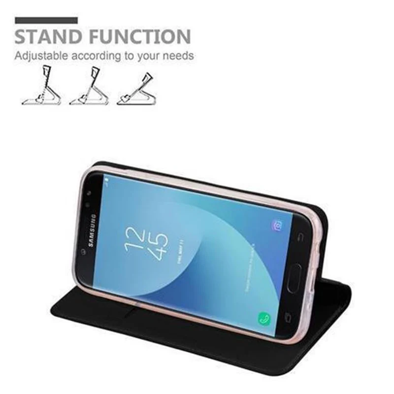 Cadorabo Hülle kompatibel mit Samsung Galaxy J3 2017 Schutzhülle mit Magnetverschluss, Standfunktion und Kartenfach