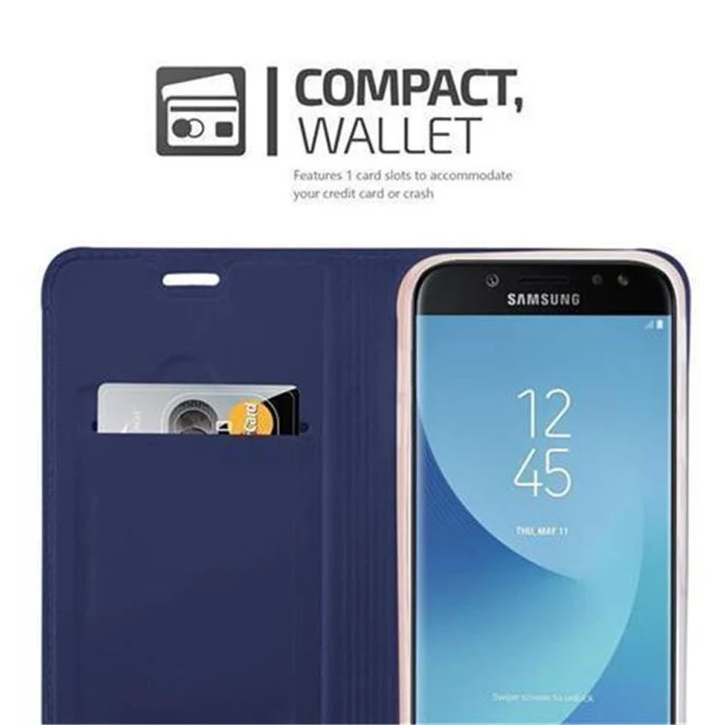 Cadorabo Hülle kompatibel mit Samsung Galaxy J3 2017 Schutzhülle mit Magnetverschluss, Standfunktion und Kartenfach