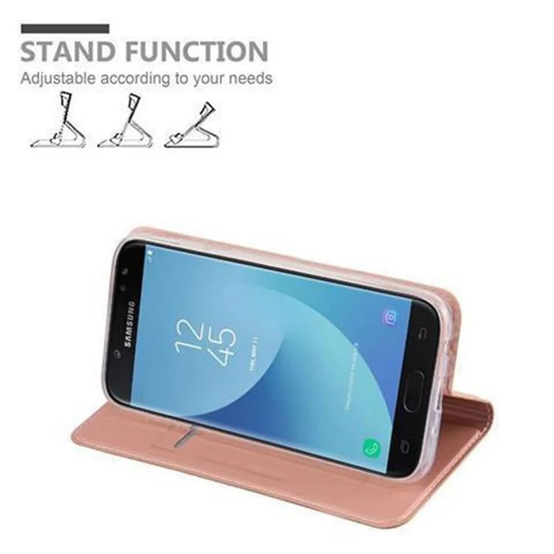 Cadorabo Hülle kompatibel mit Samsung Galaxy J3 2017 Schutzhülle mit Magnetverschluss, Standfunktion und Kartenfach