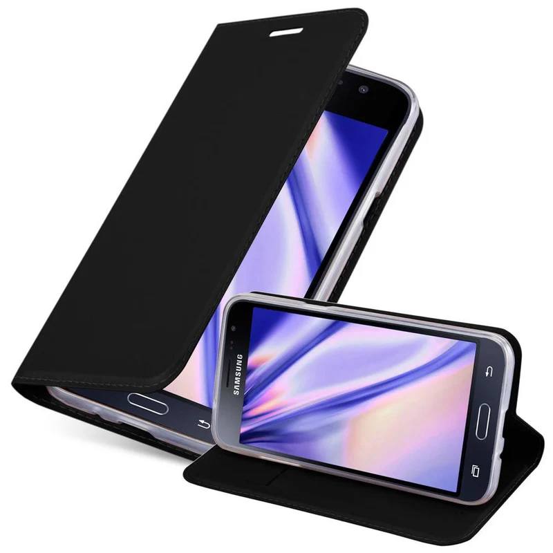 Cadorabo Hülle kompatibel mit Samsung Galaxy J3 2016 Schutzhülle mit Magnetverschluss, Standfunktion und Kartenfach