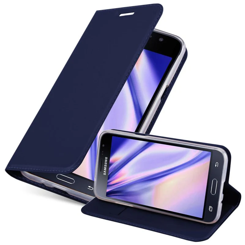 Cadorabo Hülle kompatibel mit Samsung Galaxy J3 2016 Schutzhülle mit Magnetverschluss, Standfunktion und Kartenfach