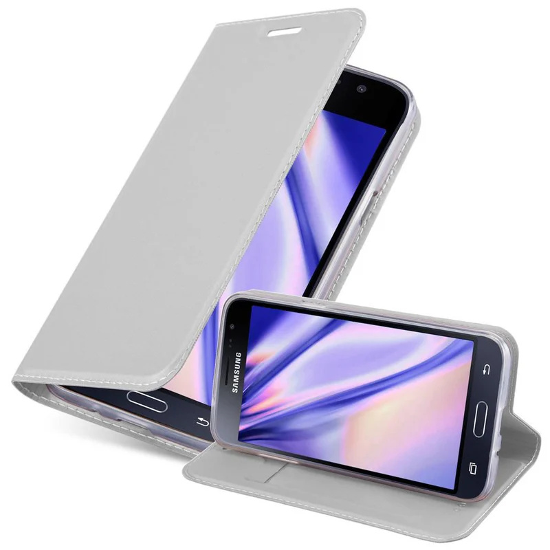 Cadorabo Hülle kompatibel mit Samsung Galaxy J3 2016 Schutzhülle mit Magnetverschluss, Standfunktion und Kartenfach