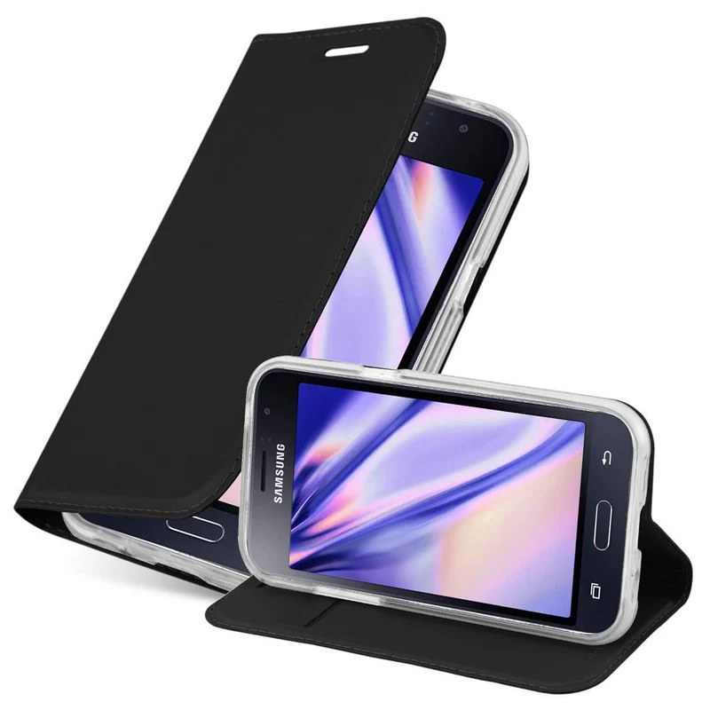 Cadorabo Hülle kompatibel mit Samsung Galaxy J1 2016 Schutzhülle mit Magnetverschluss, Standfunktion und Kartenfach