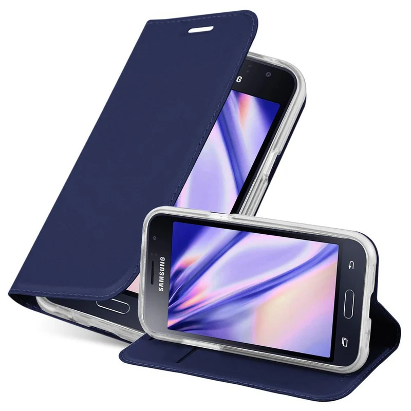 Cadorabo Hülle kompatibel mit Samsung Galaxy J1 2016 Schutzhülle mit Magnetverschluss, Standfunktion und Kartenfach