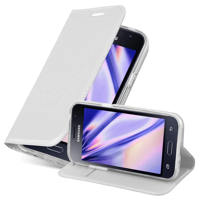 Cadorabo Hülle kompatibel mit Samsung Galaxy J1 2016 Schutzhülle mit Magnetverschluss, Standfunktion und Kartenfach