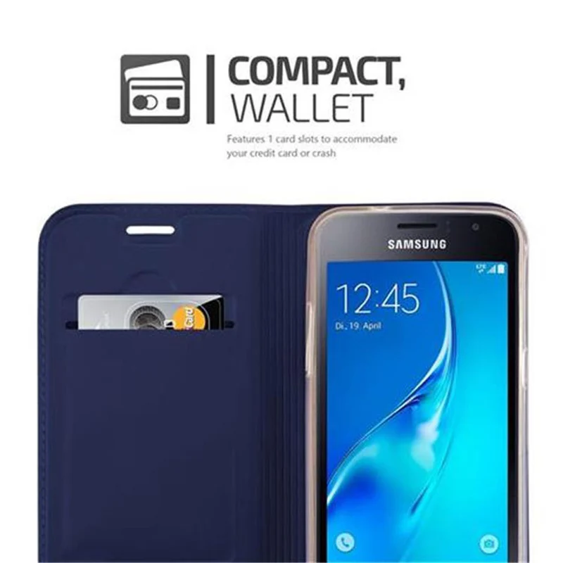 Cadorabo Hülle kompatibel mit Samsung Galaxy J1 2016 Schutzhülle mit Magnetverschluss, Standfunktion und Kartenfach