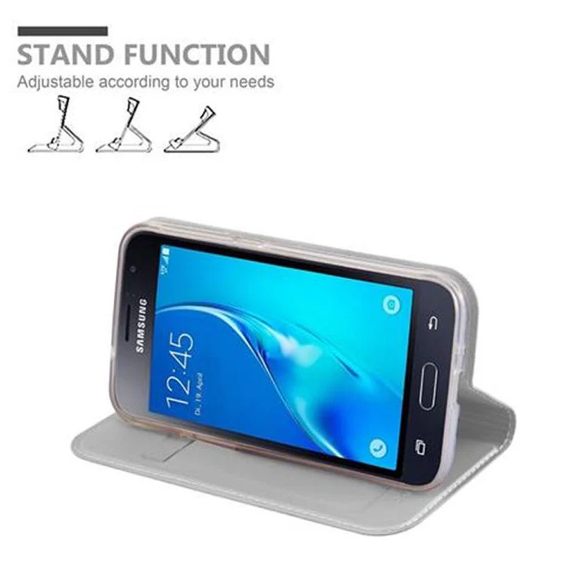 Cadorabo Hülle kompatibel mit Samsung Galaxy J1 2016 Schutzhülle mit Magnetverschluss, Standfunktion und Kartenfach
